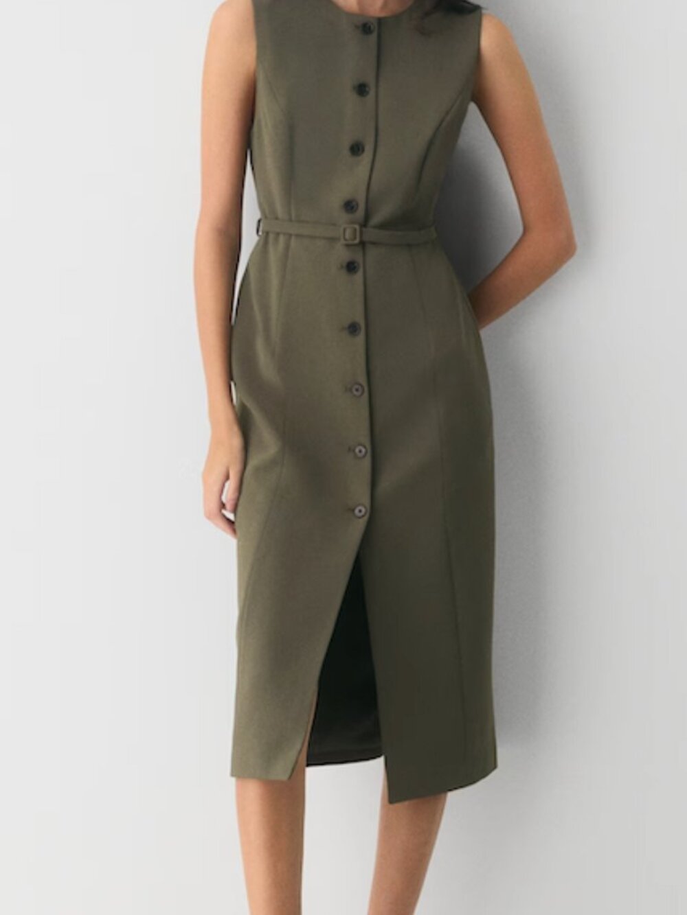 Aritzia Crepette Volute Dark Olive dress Brand New!